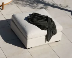 Meuble House Canapé d'extérieur ultra confort avec ottoman en tissu écru chiné