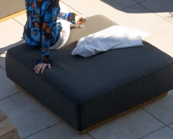 Meuble House Canapé modulaire d'extérieur en teck et tissu anthracite