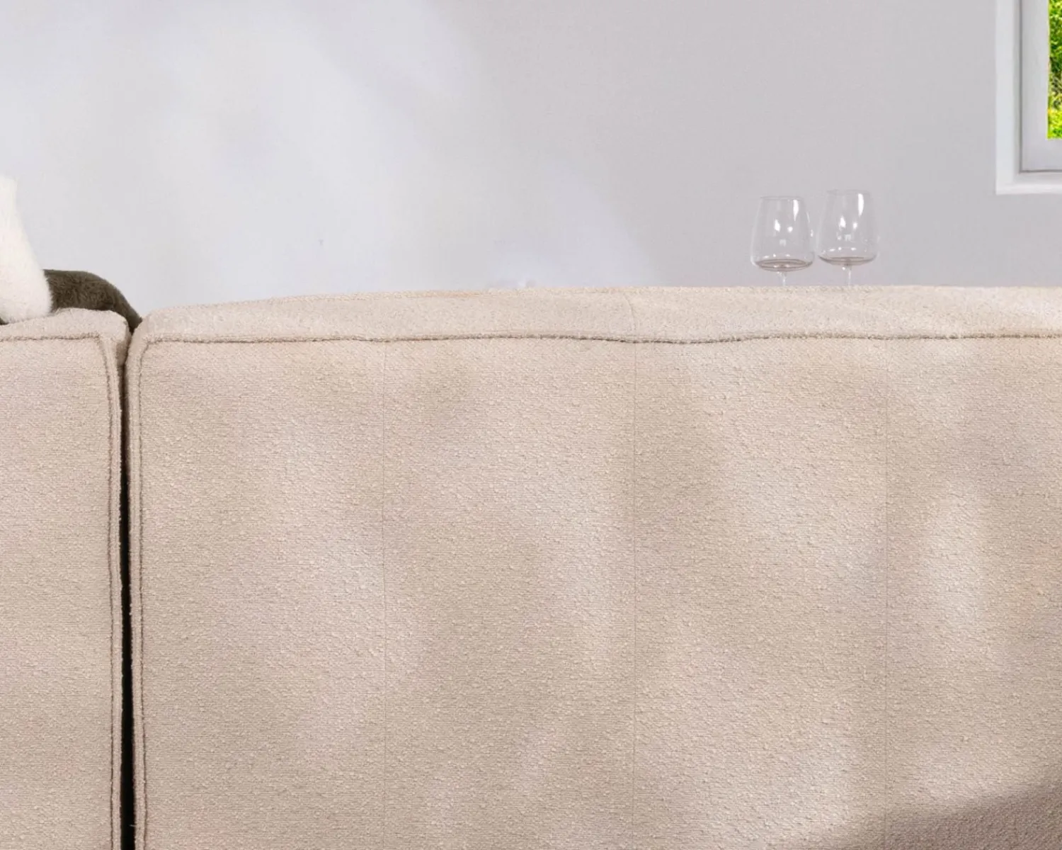 Meuble House Canapé modulaire en angle en tissu bouclette beige "Alcazar" Outlet