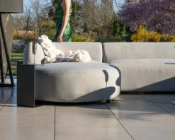Meuble House Canapé panoramique modulaire spécial extérieur en tissu gris clair 