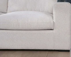 Meuble House Canapé 3 places avec pouf ottoman carré en tissu doux et bouclé blanc chiné "Tuléar" Clearance