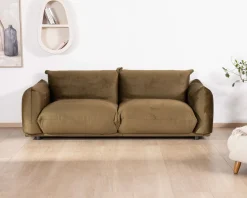 Meuble House Canapé 3 places en tissu doux vert kaki "Moon" Outlet