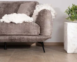 Meuble House Canapé 3 places esprit rétro en tissu chenillé doux gris cendré 