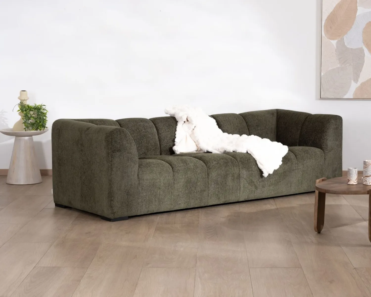 Meuble House Canapé 3 places tissu bouclette vert "Enjoy Home" New