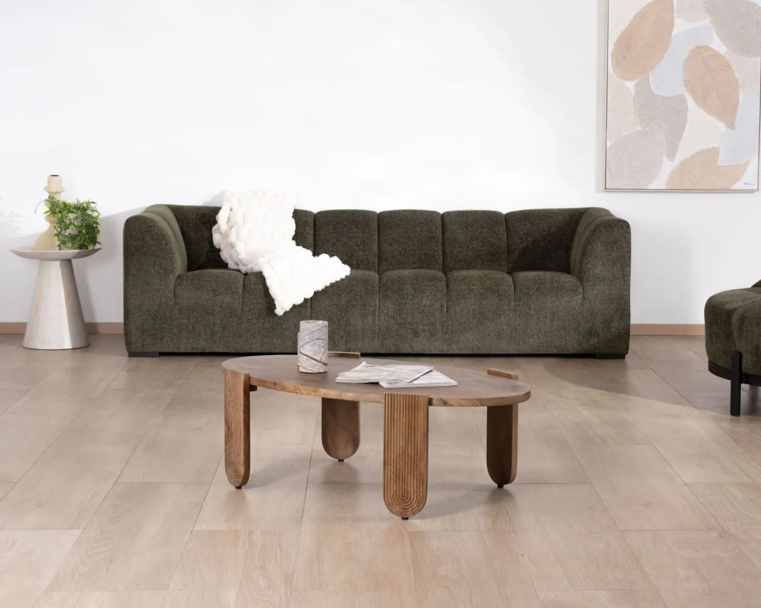 Meuble House Canapé 3 places tissu bouclette vert "Enjoy Home" New