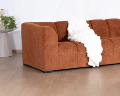 Meuble House Canapé 3 places tissu bouclette rouille "Enjoy Home"