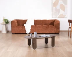 Meuble House Canapé 3 places tissu bouclette rouille 