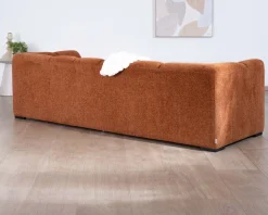 Meuble House Canapé 3 places tissu bouclette rouille 