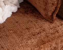 Meuble House Canapé 3 places ultra confort esprit rétro en tissu tramé terracotta