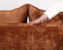 Meuble House Canapé 3 places ultra confort esprit rétro en tissu tramé terracotta