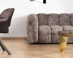Meuble House Canapé 3 places ultra-cosy en tissu velours gris cendré "Milow" New