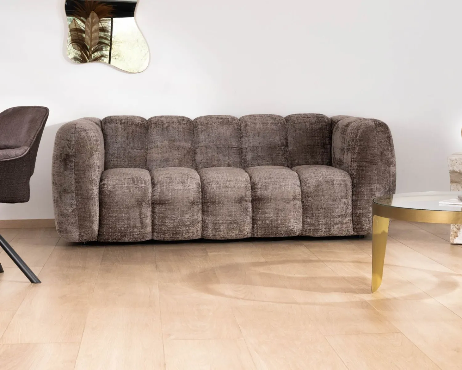 Meuble House Canapé 3 places ultra-cosy en tissu velours gris cendré "Milow" New