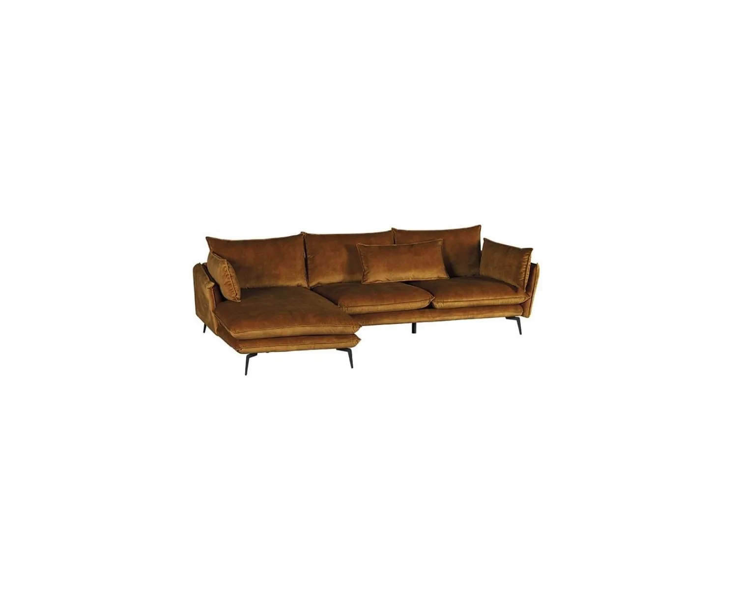 Meuble House Canapé retour gauche style vintage "Eden" tissu ocre effet velours lisse Sale