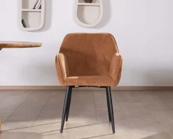 Meuble House Chaise contemporaine en velours cuivré avec accoudoirs 