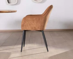 Meuble House Chaise contemporaine en velours cuivré avec accoudoirs 
