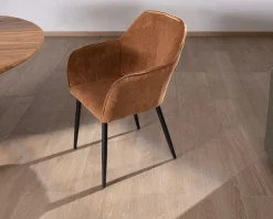 Meuble House Chaise contemporaine en velours cuivré avec accoudoirs 
