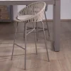 Meuble House Chaise de bar d'extérieur en aluminium gris champagne et dossier en corde tendue Discount