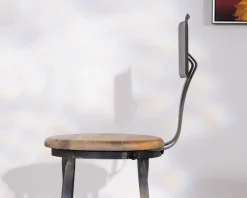 Meuble House Chaise de bar métal gris antique et bois "Atelier grey" hauteur 110 cm Sale
