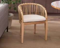 Meuble House Chaise de jardin en teck et rotin 