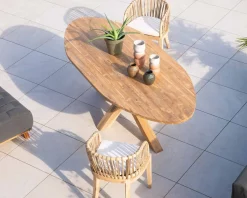 Meuble House Chaise de jardin en teck et rotin 