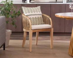 Meuble House Chaise de jardin en teck et rotin 