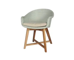Meuble House Chaise de jardin en teck et résine imitation rotin blanc "Biarritz" New