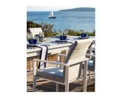 Meuble House Chaise de jardin moderne tissu Sunbrella et aluminium blanc "Terrasse" Sale