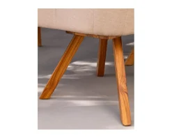 Meuble House Chaise de jardin tissu Sunbrella blanc cassé pieds teck