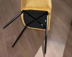 Meuble House Chaise de repas avec accoudoirs en velours côtelé jaune 