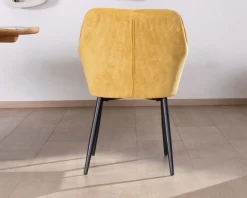 Meuble House Chaise de repas avec accoudoirs en velours côtelé jaune 