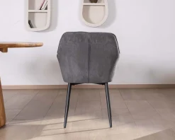 Meuble House Chaise de repas contemporaine en tissu velours gris foncé