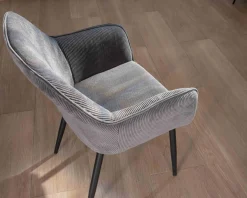 Meuble House Chaise de repas contemporaine en tissu velours gris foncé