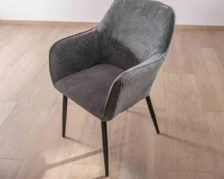 Meuble House Chaise de repas contemporaine en tissu velours gris foncé