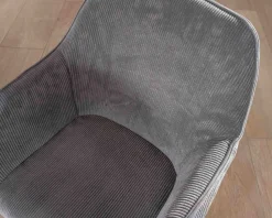 Meuble House Chaise de repas contemporaine en tissu velours gris foncé