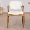 Meuble House Chaise de repas design en frêne foncé et tissu bouclette "Isadora" Clearance