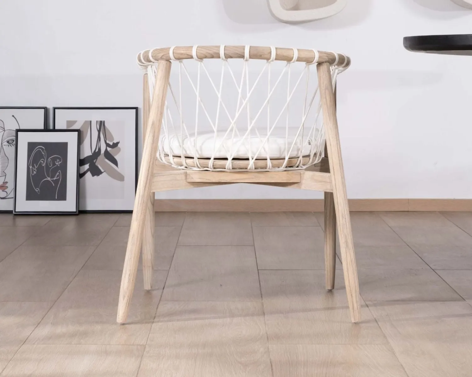 Meuble House Chaise de repas en bois et corde tressée "Katue" Discount
