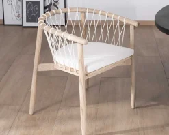 Meuble House Chaise de repas en bois et corde tressée