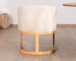 Meuble House Chaise de repas enveloppante style rétro chic "Isadora" tissu beige et bois Sale
