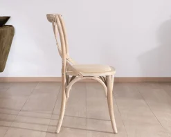 Meuble House Chaise de repas esprit bistrot en chêne et assise tissu