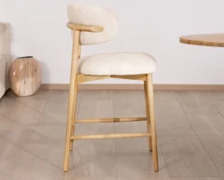 Meuble House Chaise haute style scandinave "Isadora" en bois et tissu bouclette Online
