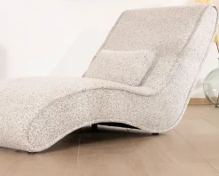Meuble House Chaise longue d'intérieur design en tissu tramé blanc cassé