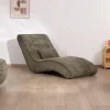 Meuble House Chaise longue d'intérieur design en tissu chenillé vert foncé "Syltan" Clearance