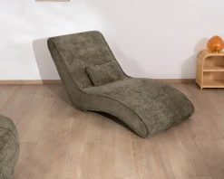 Meuble House Chaise longue d'intérieur design en tissu chenillé vert foncé