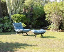 Meuble House Chaise longue haut de gamme turquoise et noire avec repose-pieds modulaire