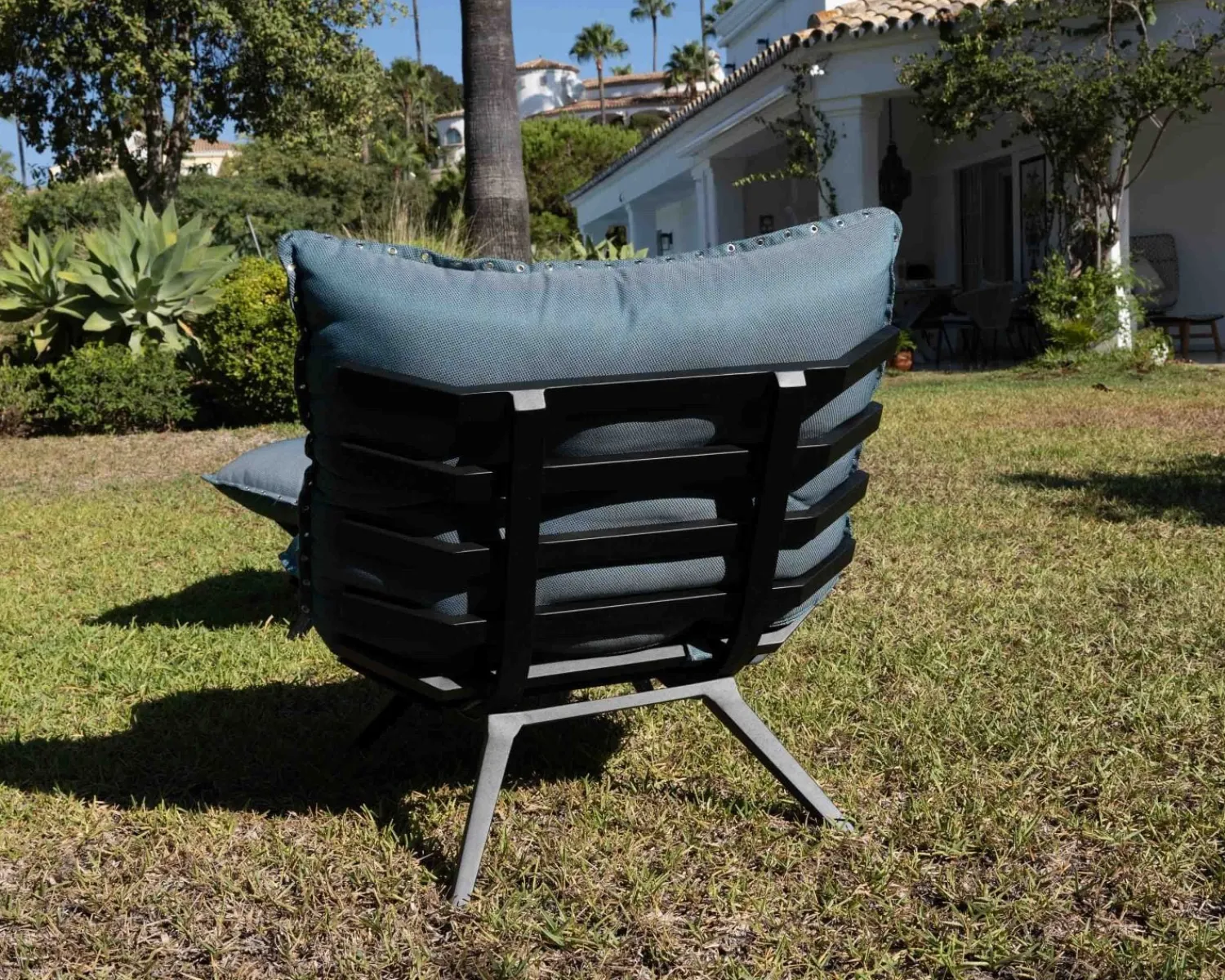 Meuble House Chaise longue haut de gamme turquoise et noire avec repose-pieds modulaire "Lisca" Sale