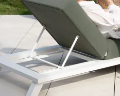 Meuble House Chaise longue ultra confort en tissu vert kaki et structure aluminium blanche "Nusa Pedina" Sale