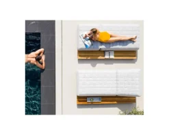 Meuble House Chaise longue ultra confort teck tissu Sunbrella blanc cassé 