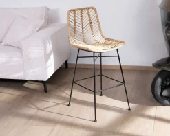 Meuble House Chaise mi-hauteur en rotin et pieds métal "Coco" Clearance