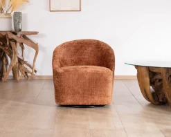 Meuble House Chauffeuse design et cosy en tissu bouclette coloris terre de sienne