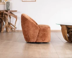 Meuble House Chauffeuse design et cosy en tissu bouclette coloris terre de sienne